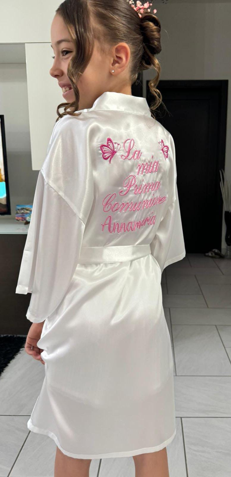 Kimono la mia prima comunione con farfalline – Candida Creations