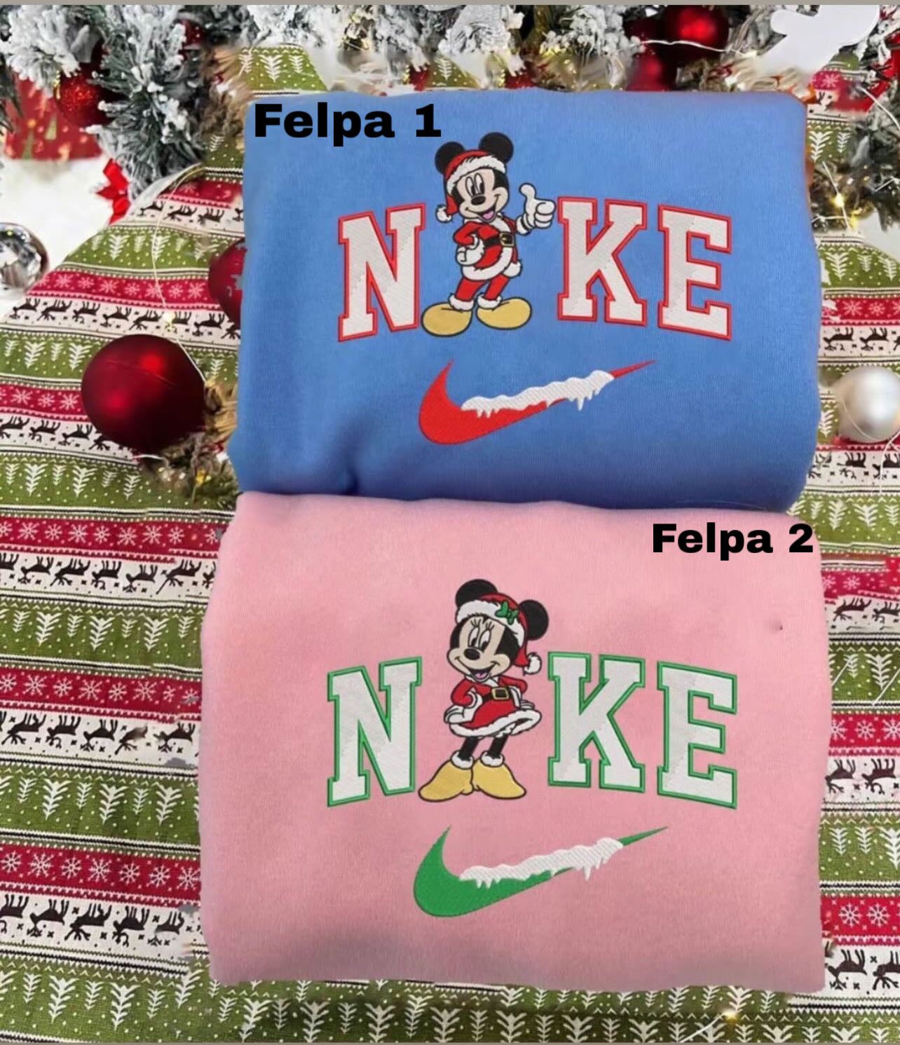 Felpa personalizzata Minnie e topolino natalizi