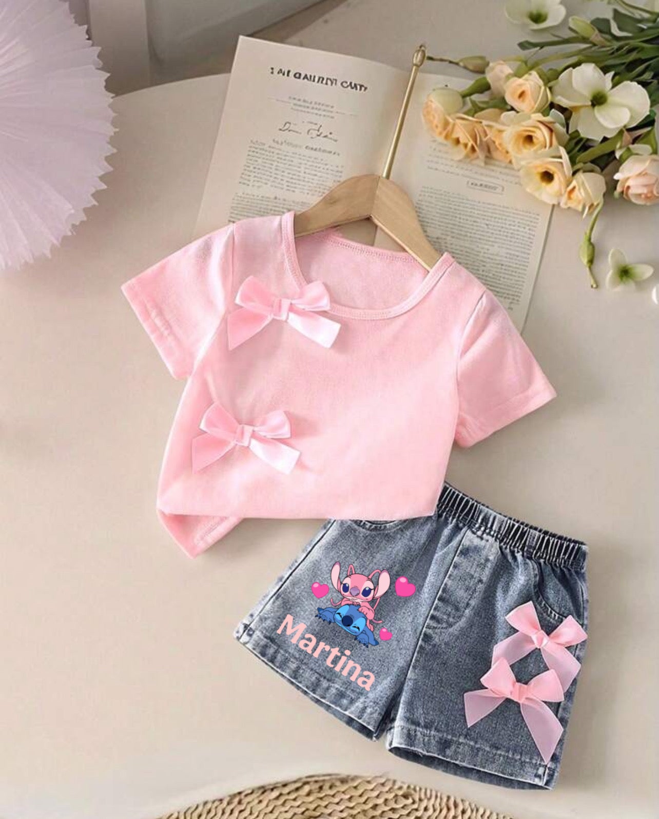 Completo t-shirt e pantaloncino fiocco – Candida Creations