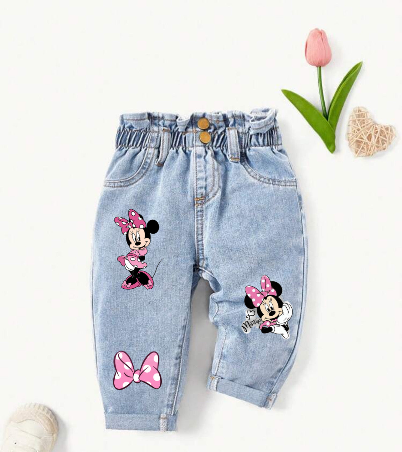 Jeans personalizzato Minnie fiocco
