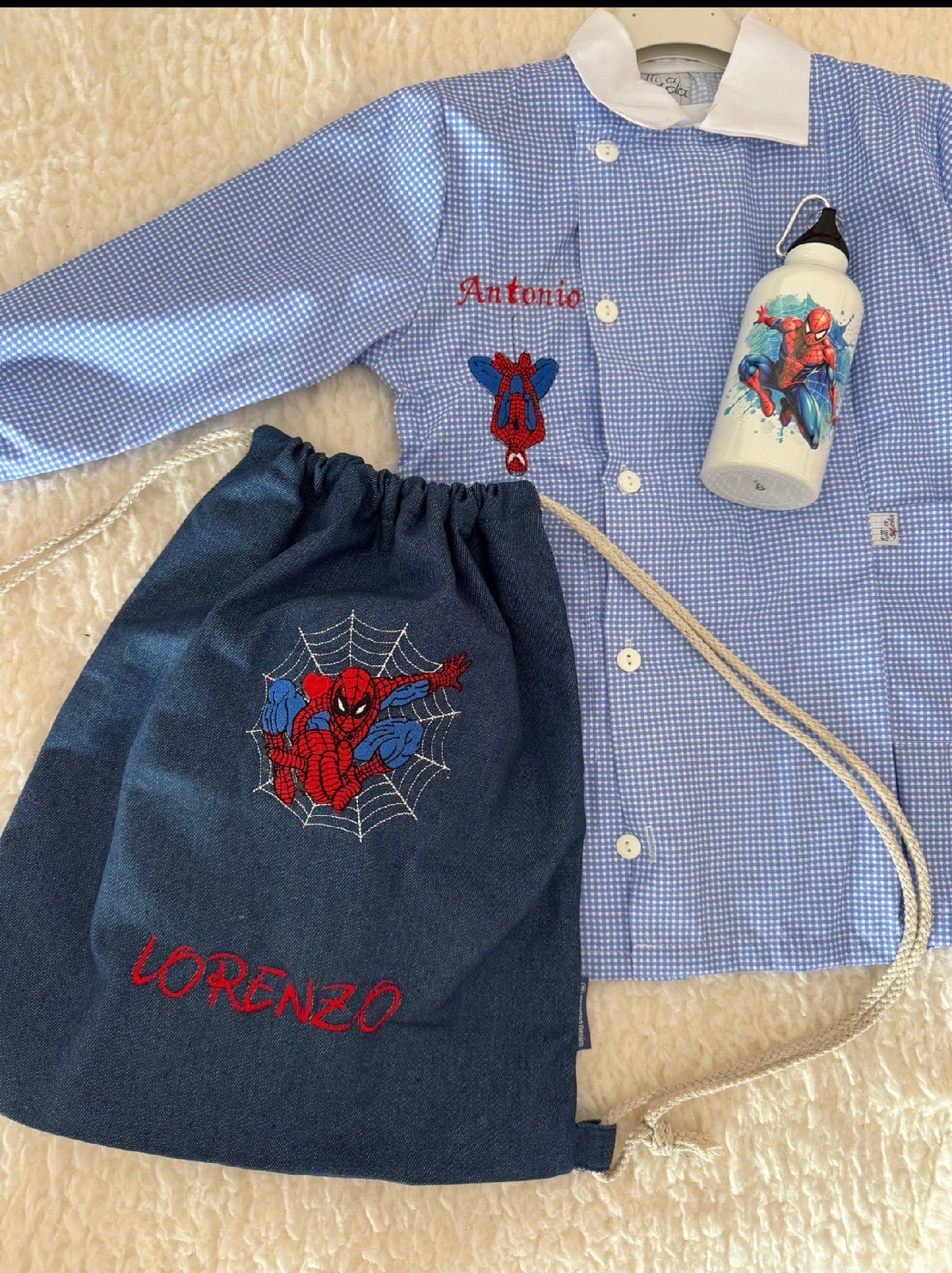 PROMO 2 - Kit a scuola -  Grembiule + sacca + tovaglietta + porta merenda  in regalo 🎁