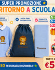 PROMO 2 - Kit a scuola -  Grembiule + sacca + tovaglietta + porta merenda  in regalo 🎁