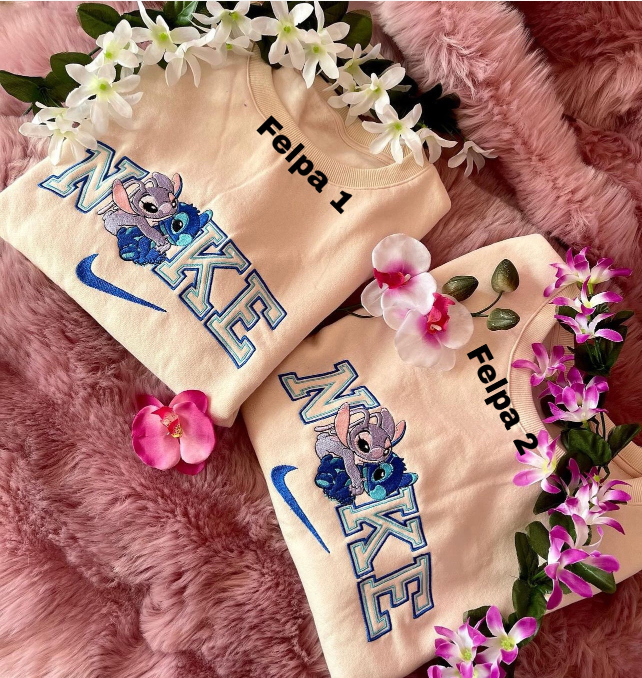 Felpa personalizzata Stitch ed Angel emozionati