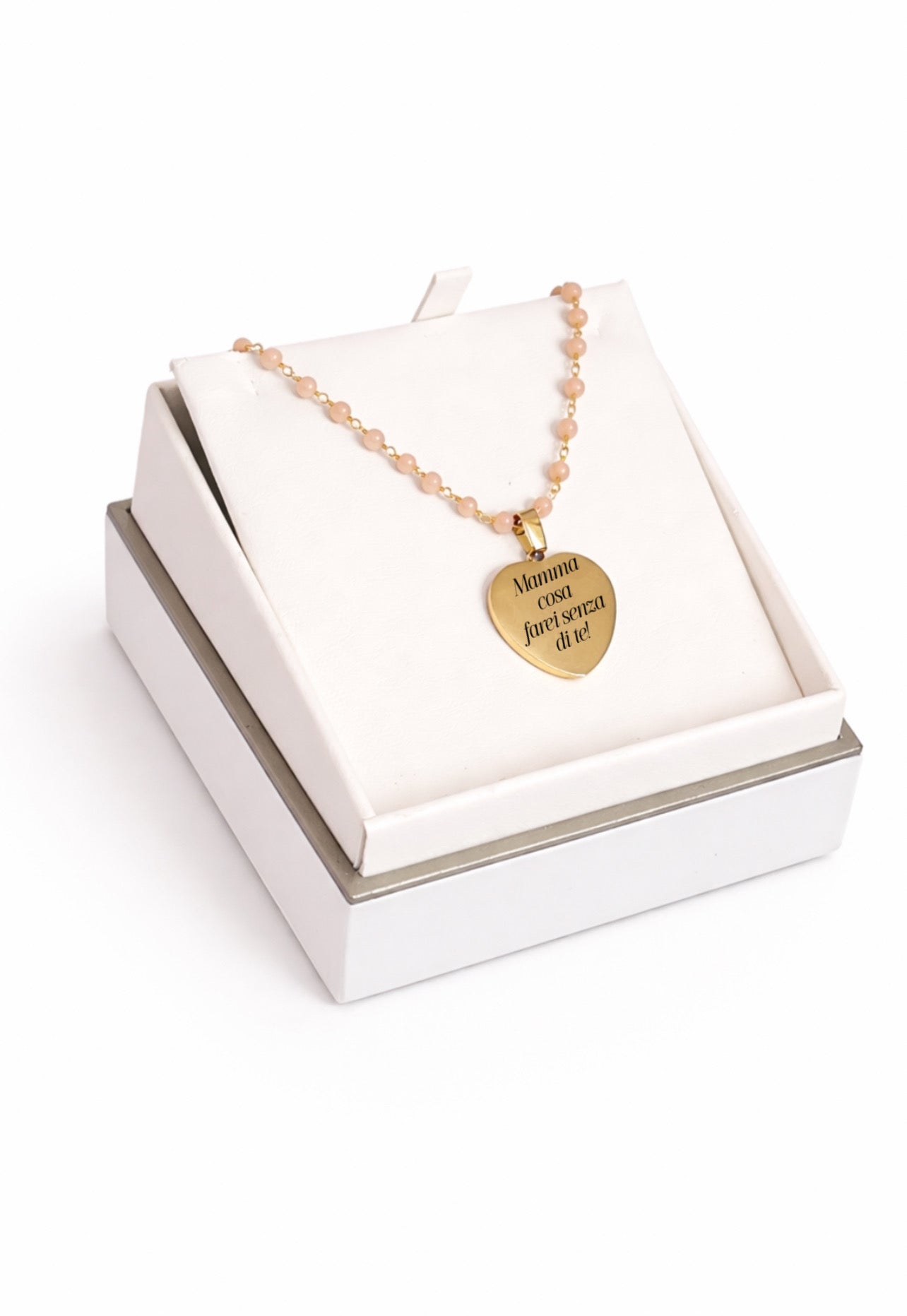 Collana perline rosate